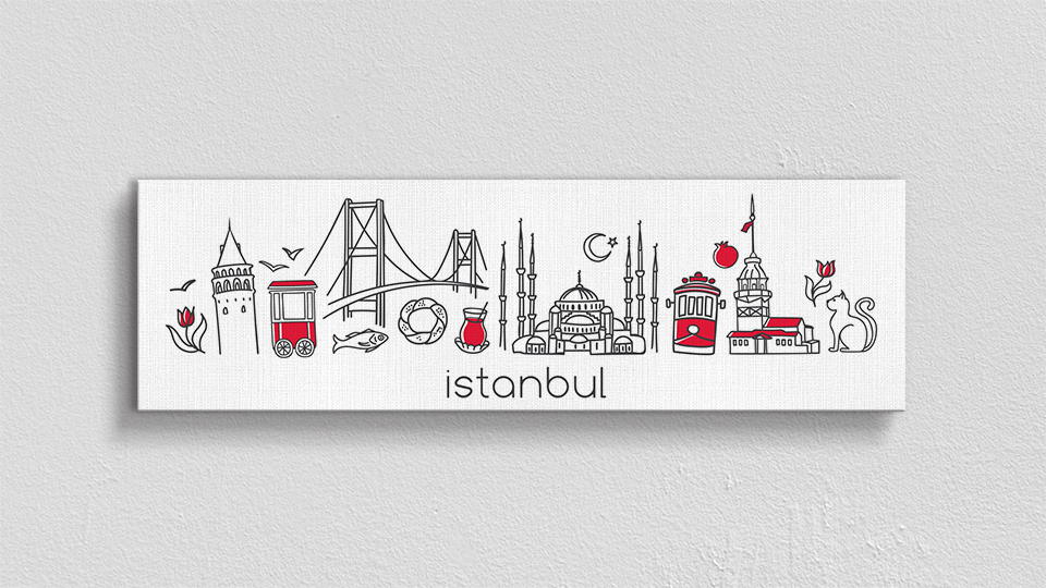 Minimalist İstanbul Simgeleri Kanvas Tablo