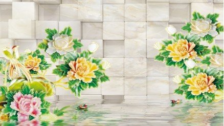 Renkli Gül Temalı Duvar Kağıdı