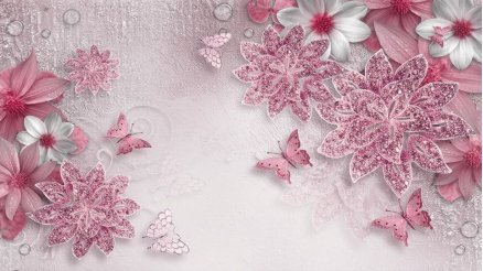 Pembe Temalı 3 Boyutlu Duvar Kağıdı