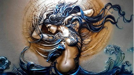 3d Rölyef Görünümlü Mitolojiik Kadın Deseni Duvar Kağıdı 