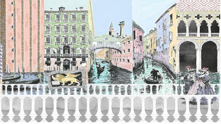 Çizgilerle Venedik Renkli Duvar Kağıdı 