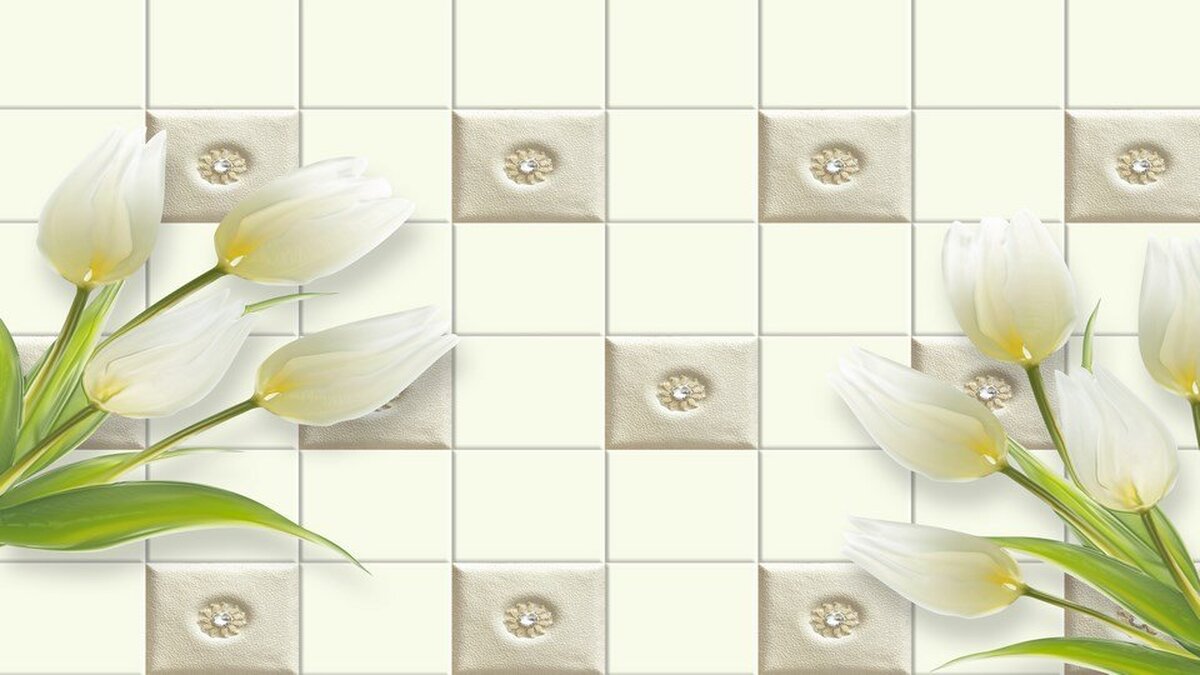 Lale Temalı Kabartma Taşlı Duvar Kağıdı