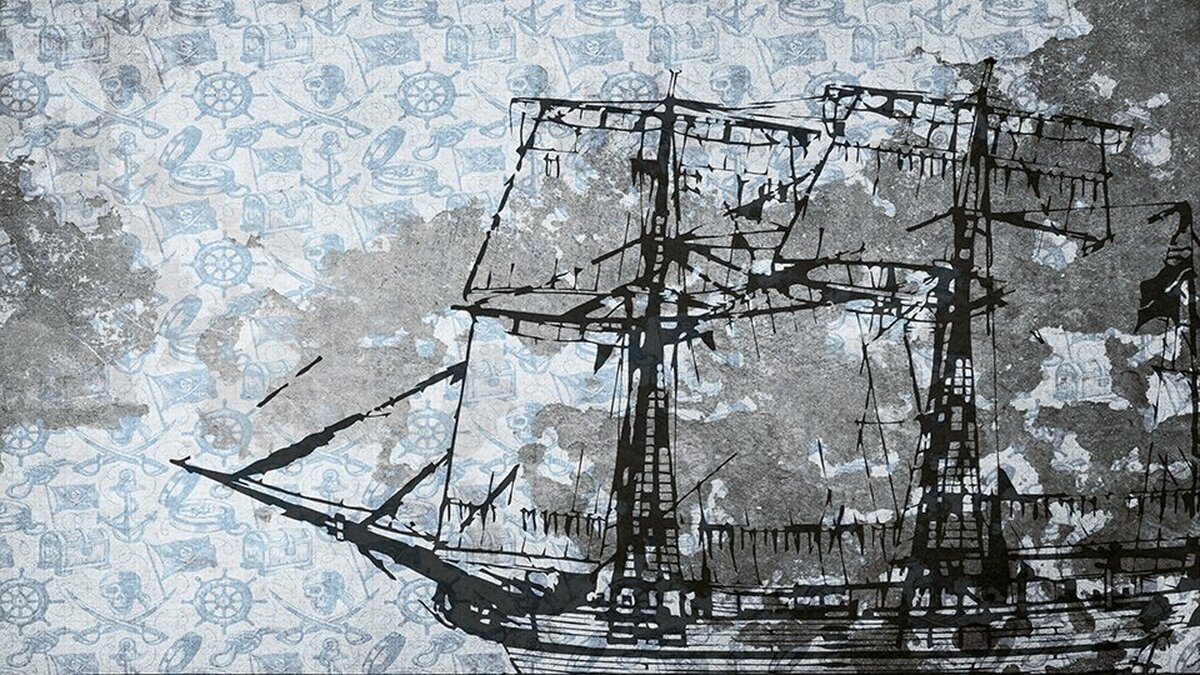 Yelkenli Gemi Desenli Vintage Duvar Kağıdı 