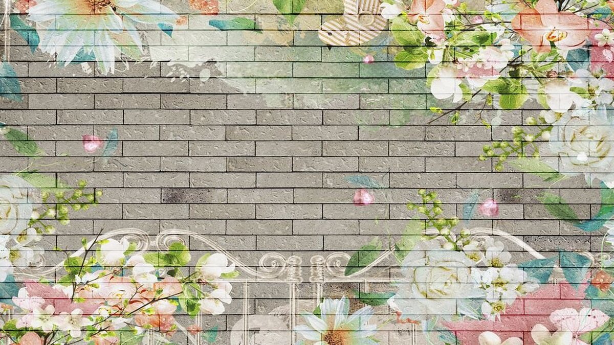Taş Duvar Üzerindeki Floral Desen Duvar Kağıdı