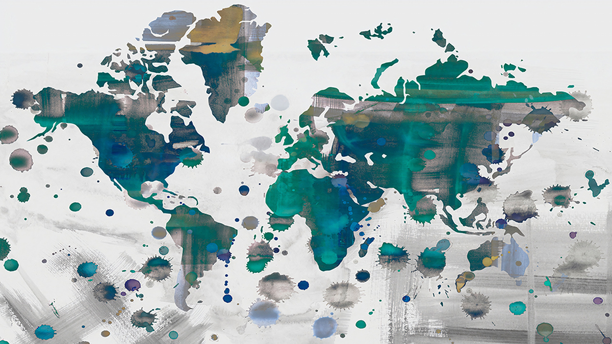Boya ve Fırca Darbeleriyle Dünya Haritası Duvar Kağıdı 